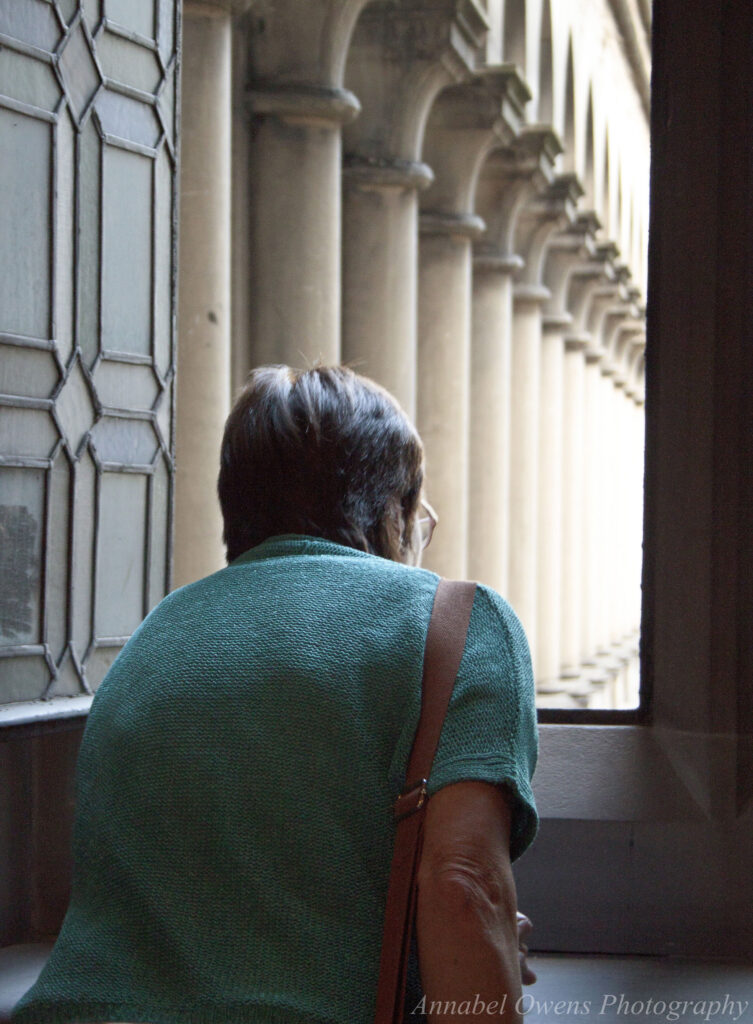 Looking into the courtyard