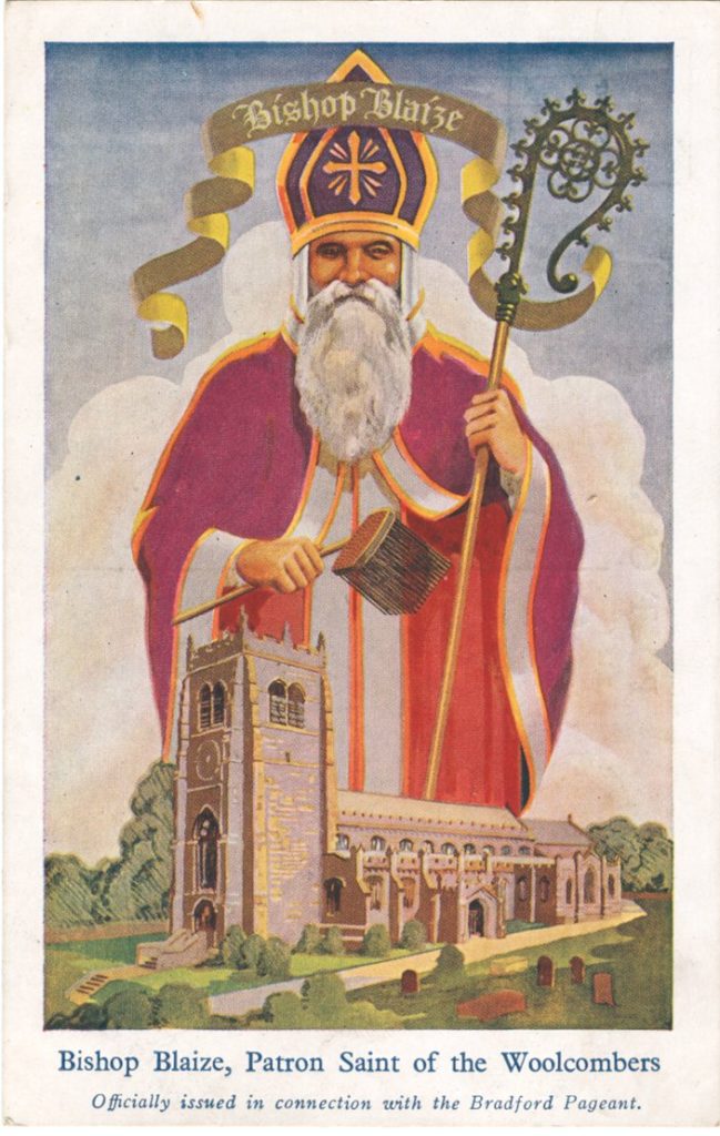 Postcard of Bishop Blaize 'Patron Saint of Woolcombers'