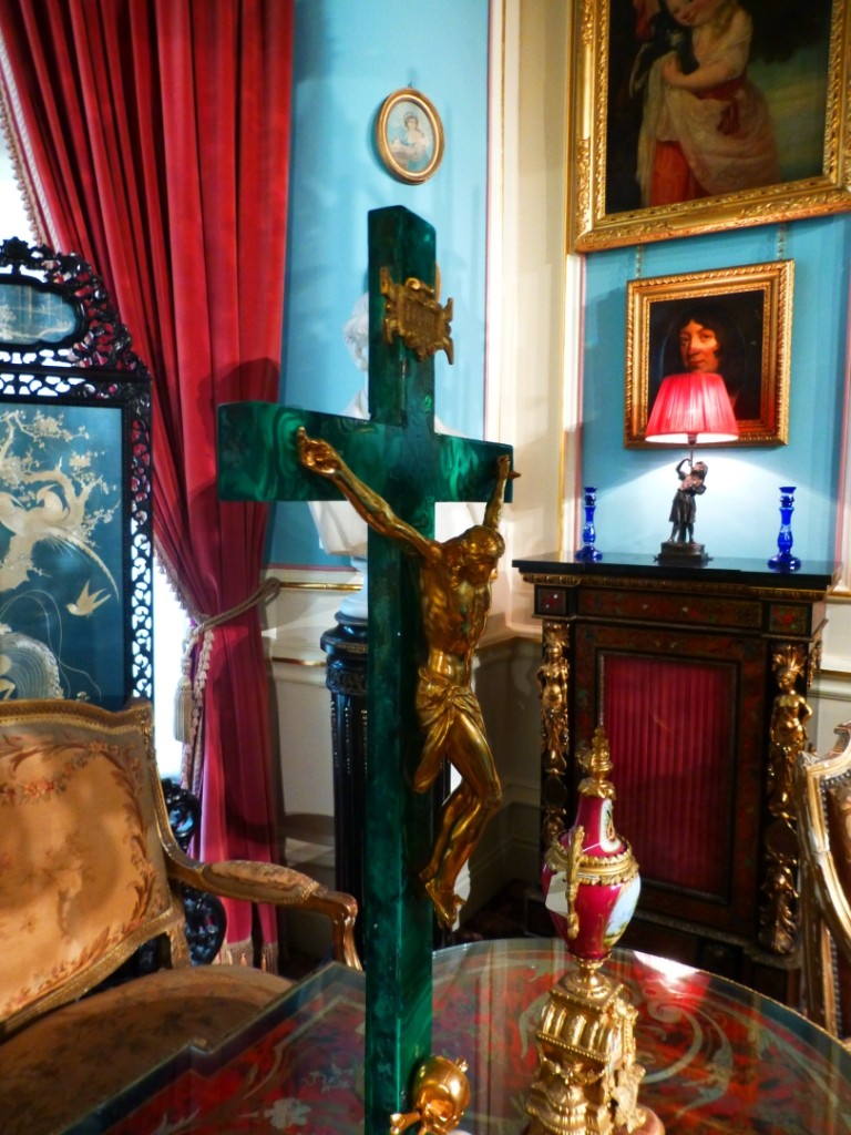 Mortuary Cross in situ in the reception rooms at Cliffe Castle