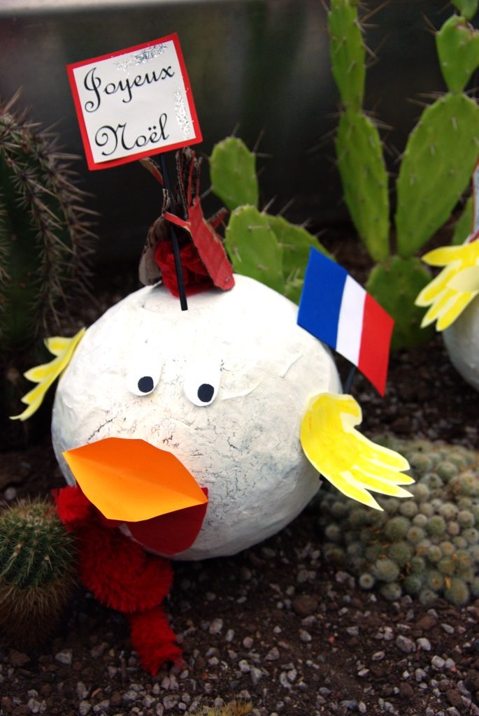 Paper mache French Hens - my favourite of the bird depictions!