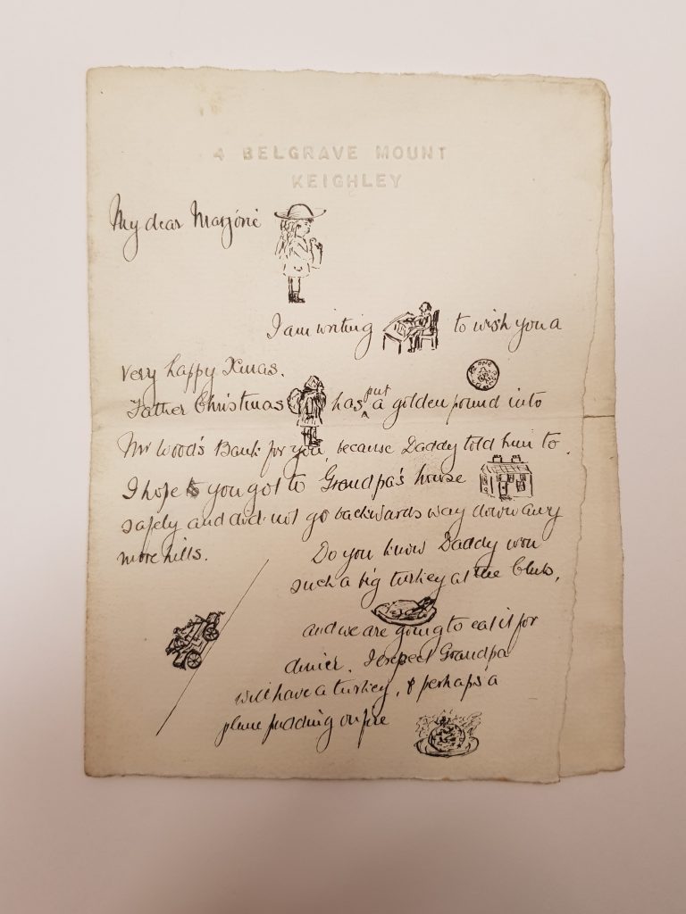 One of the illustrated letters sent to Marjorie from her father who was serving in the RAMC