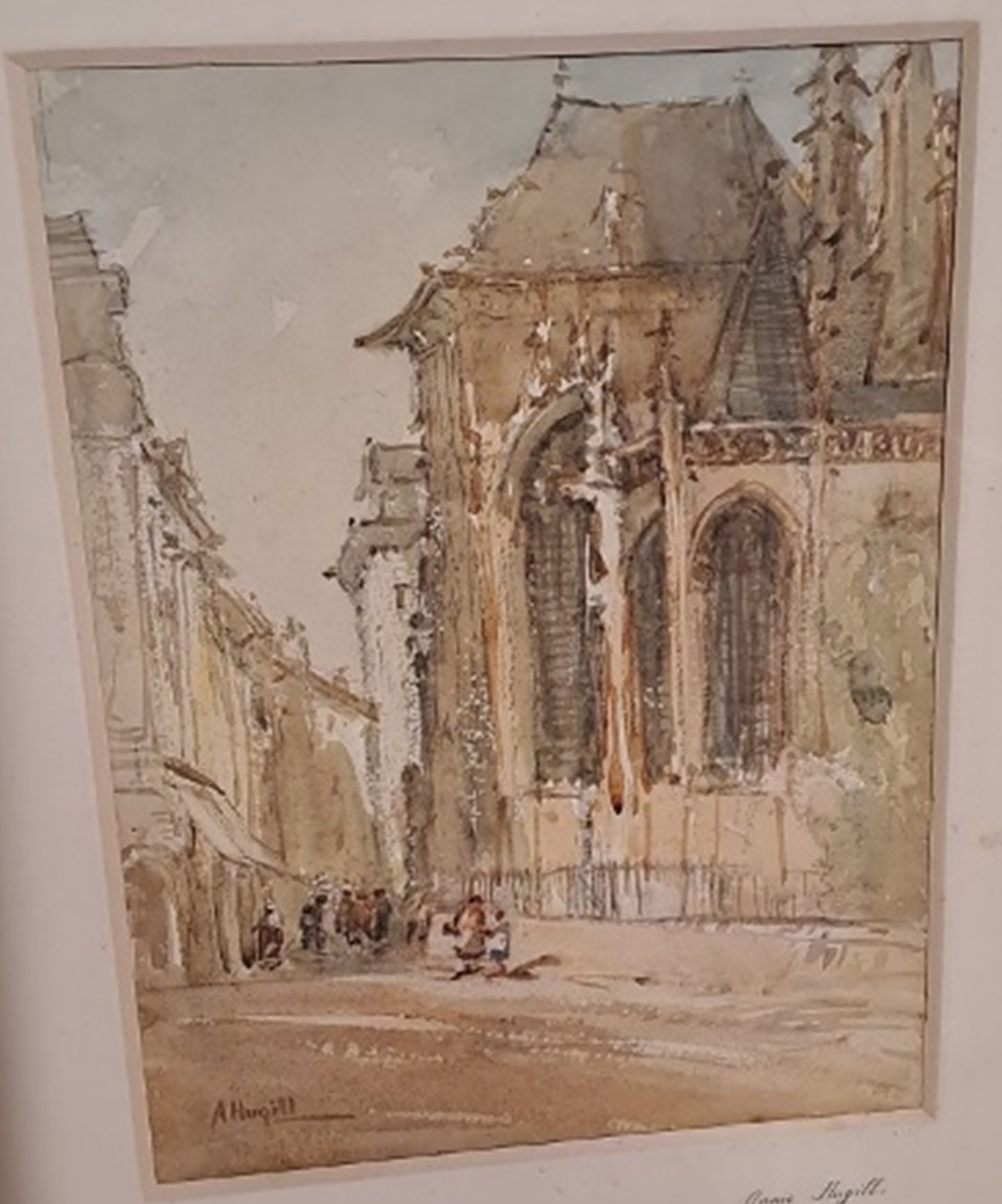 Annie Hugill, watercolour of Place Verte. 