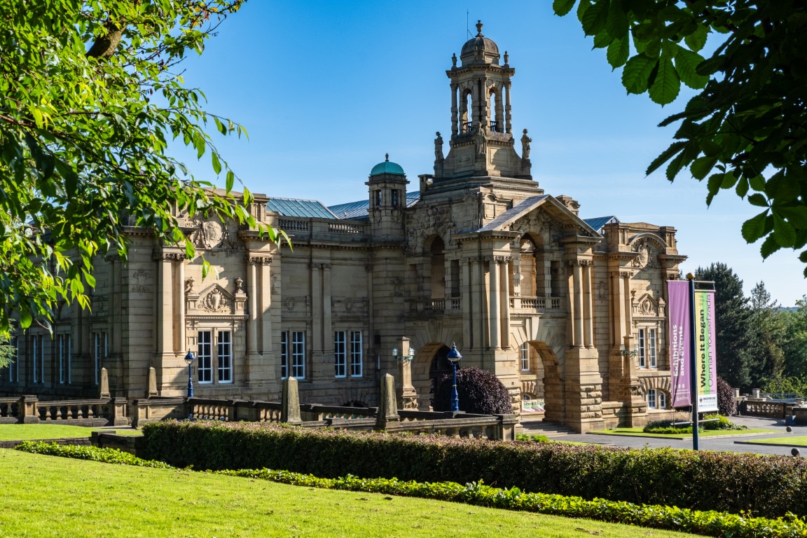 Cartwright Hall in the sunshine, with BD2025 banner visible just in front