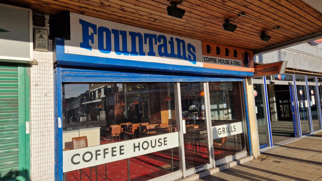 the exterior of Fountains Café, January 2025.