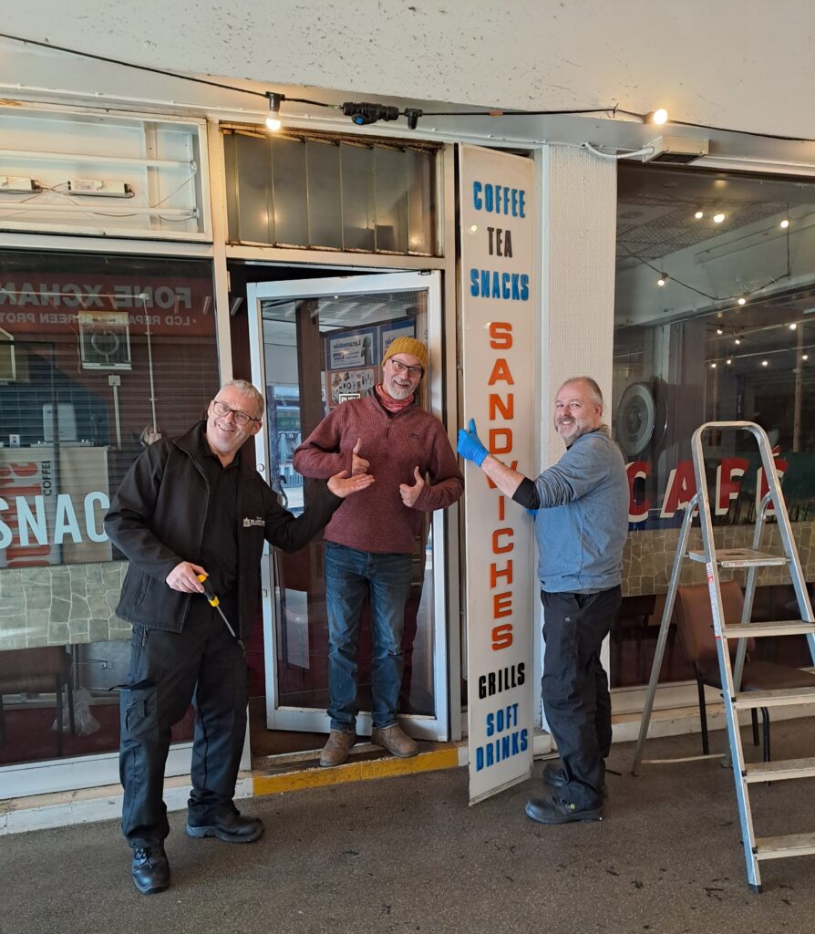 Photos showing the team decanting the former Fountains Café unit of objects to take back to Bradford Industrial Museum