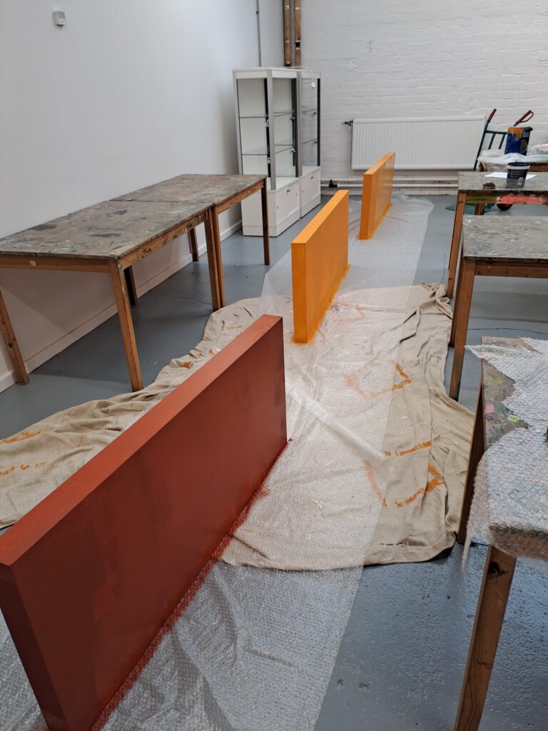 Some of the display elements being painted for the display.