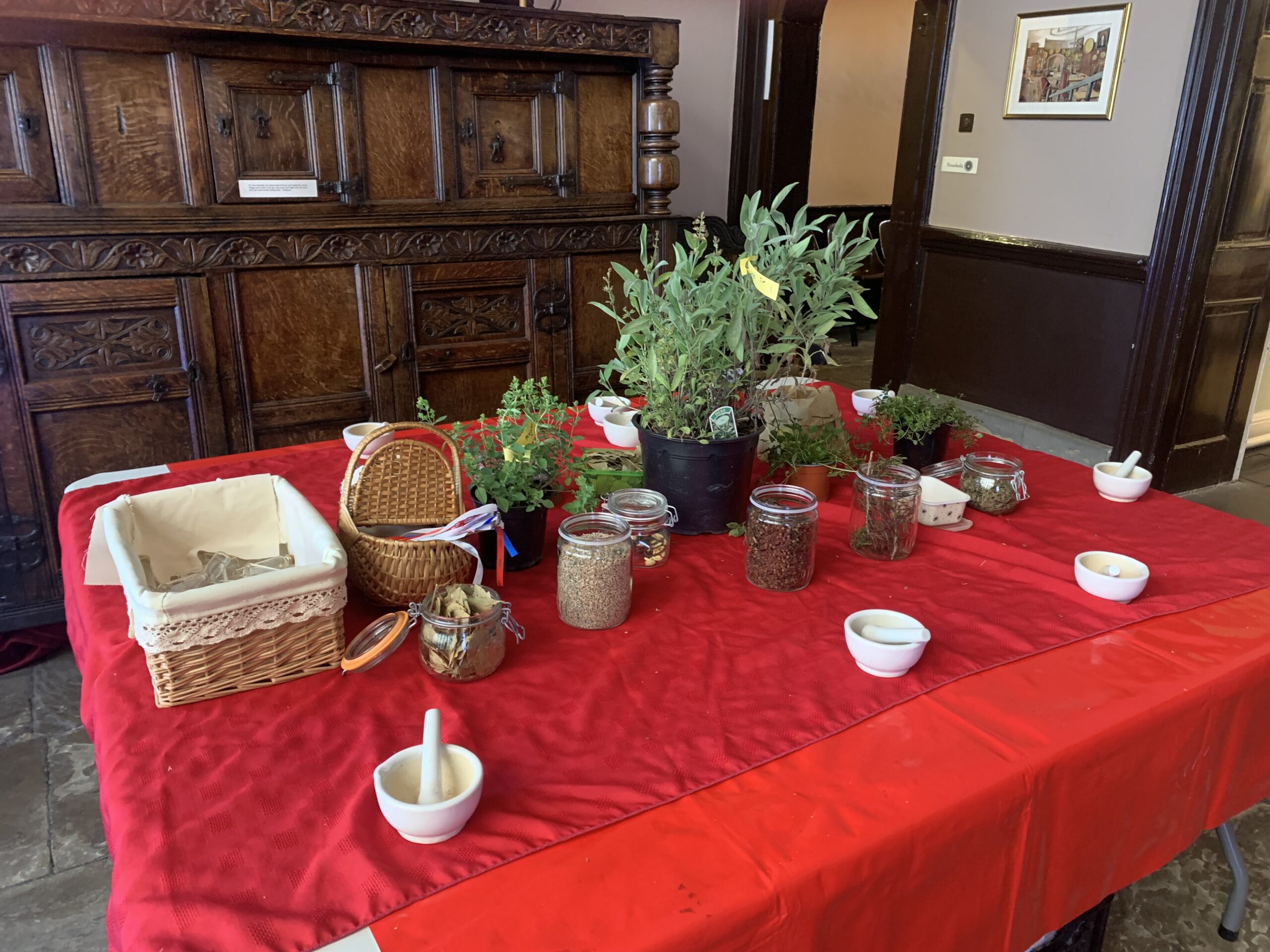 View of herbal medicines set up in Bolling Hall Housebody