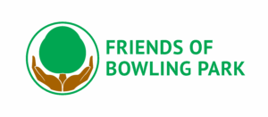Stylised tree cupped in stylised hands, accompanied by the text 'Friends of Bowling Park'