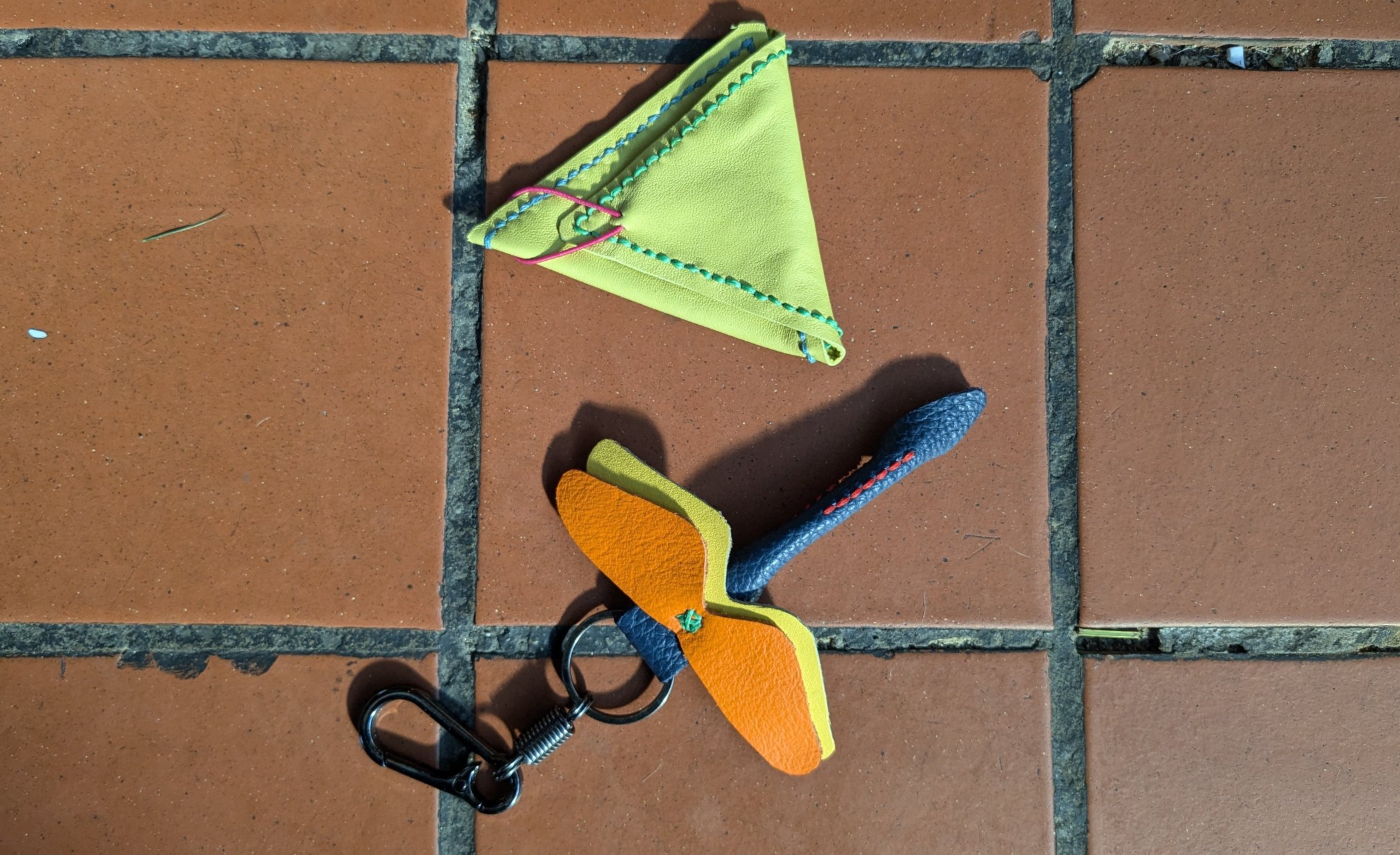 leather made keyring and pocket