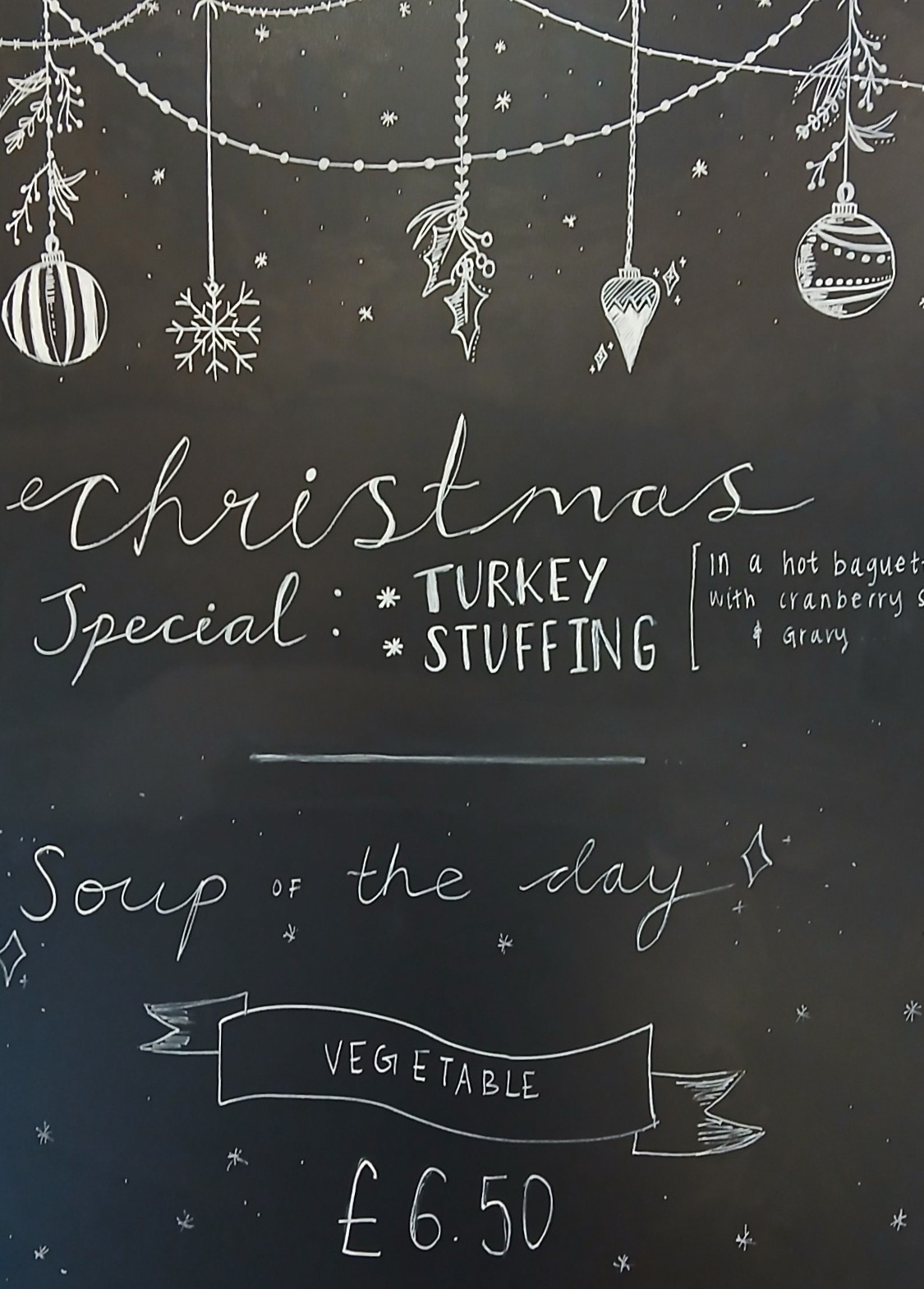 Christmas special black board (details in main text)