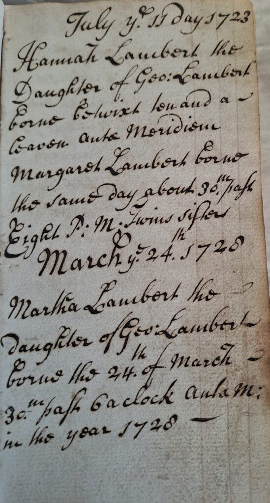 handwritten entries showing the names and dates of George's children