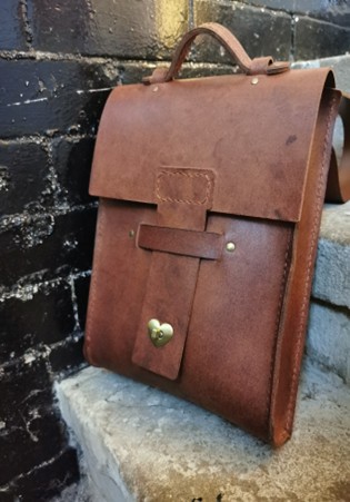 a leather rucksack